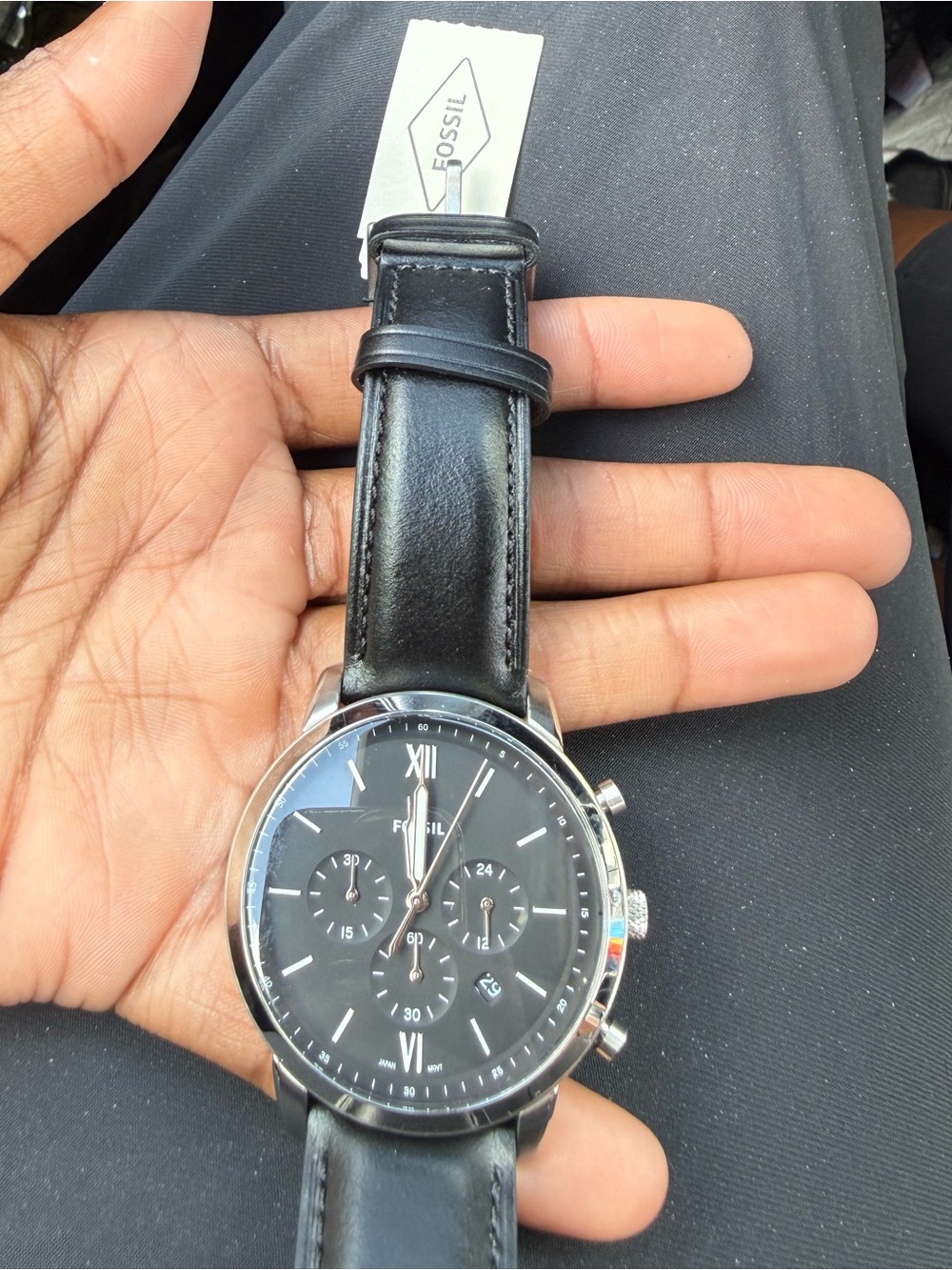 Fossil Black Leather Chronograph Watch